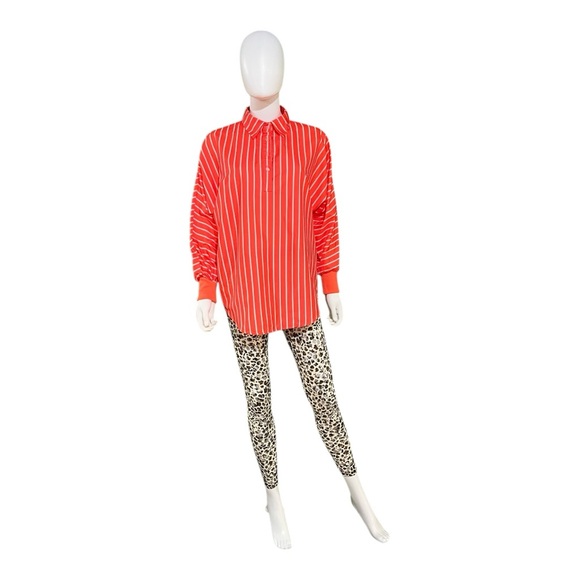 Misslook Red Striped Long Sleeve Button Shirt, Small - Picture 2 of 9